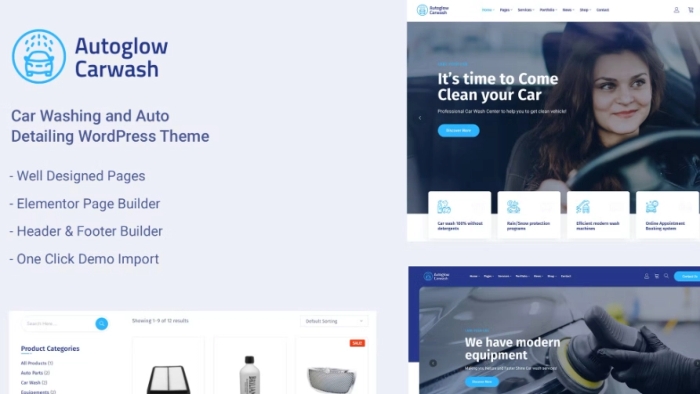 Car Wash Service WordPress Theme – Autoglow 1.0.5