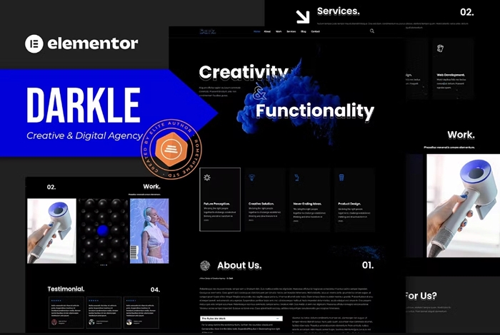 Darkle – Creative & Digital Agency Elementor Template Kit 1.0.0