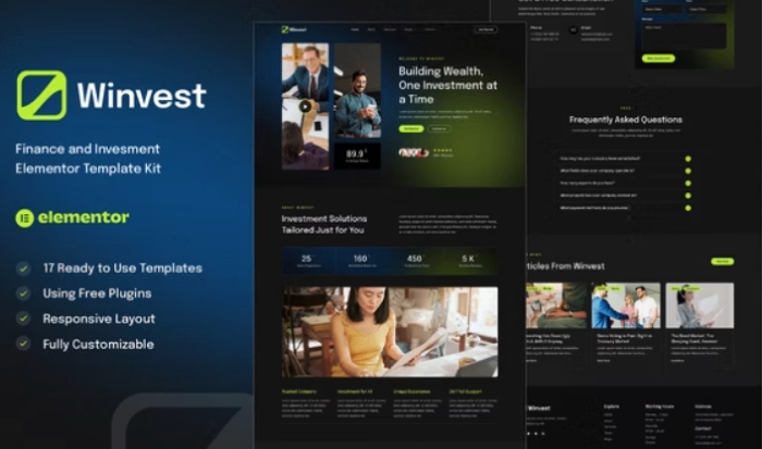 Winvest – Finance & Investment Elementor Template Kit 1.0.0