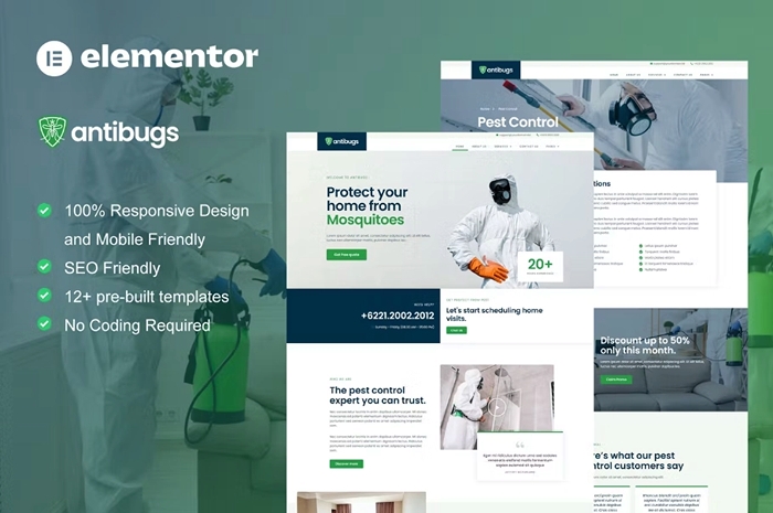 Antibugs – Pest Control Service Elementor Template Kit 1.0.0