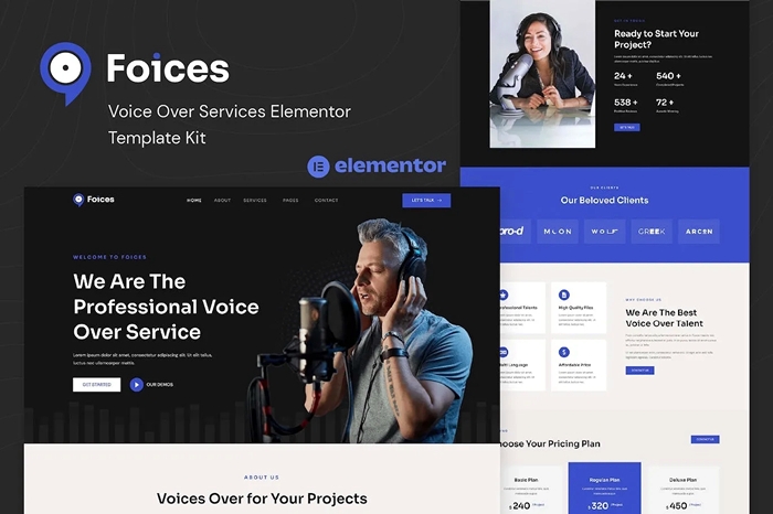 Foices – Voice Over Services Elementor Template Kit 1.0.0
