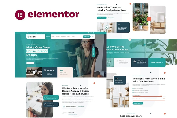Raiou – Home Interior Design Elementor Template Kit 1.0.0