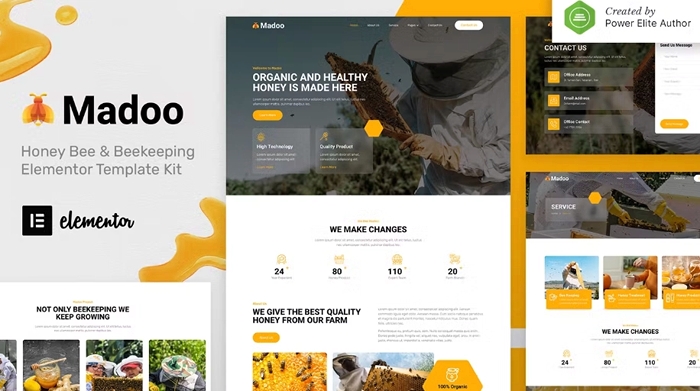 Madoo – Honey Bee & Beekeeping Elementor Template Kit 1.0.0