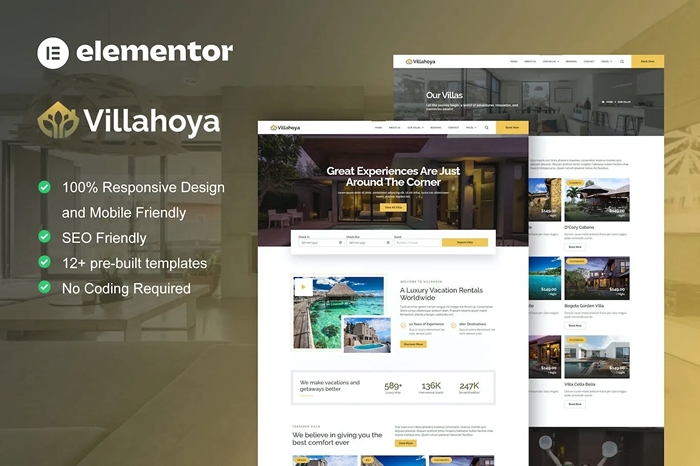 Villahoya – Villa Vacation Rental Elementor Template Kit 1.0.0
