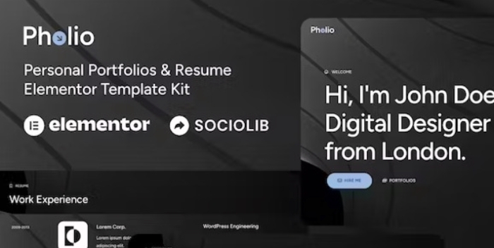 Pholio - Personal Portfolios & Resume Elementor Template Kit 1.0.0