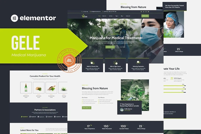 Gele – Medical Marijuana & Medicine Elementor Template Kit 1.0.0