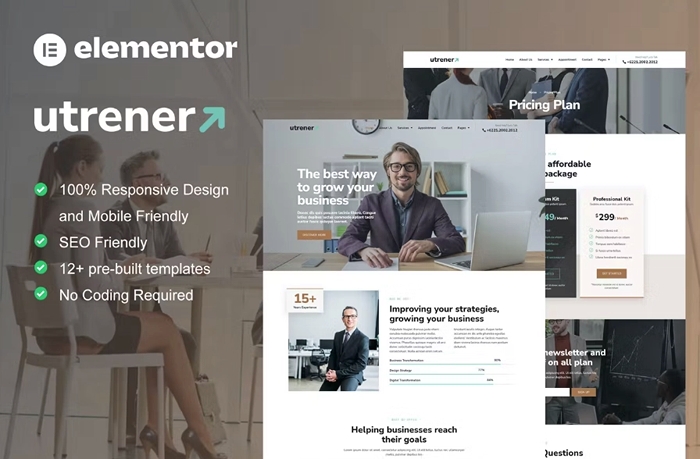 Utrener – Business Coach Elementor Pro Template Kit 1.0.0
