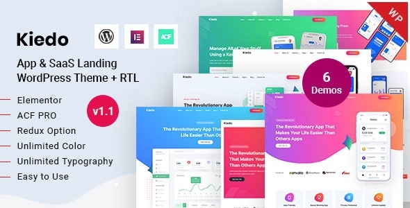 Kiedo – App & SaaS Landing WordPress Theme 1.5
