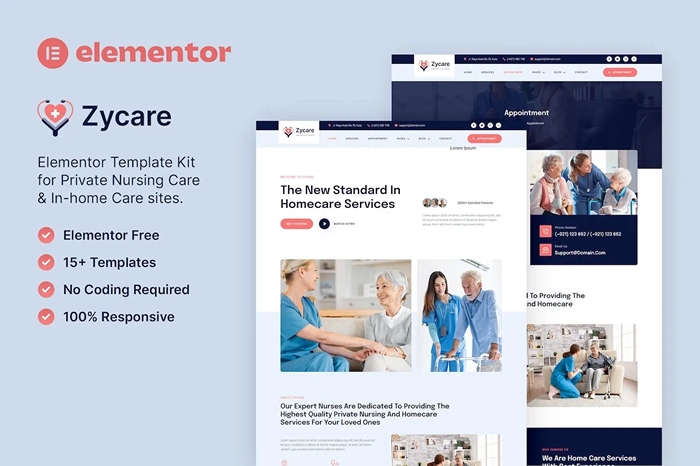 Zycare – In-home Care & Private Nursing Agency Elementor Template Kit 1.0.0