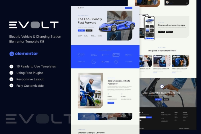 Evolt – Electric Vehicle & Charging Station Elementor Template Kit 1.0.0