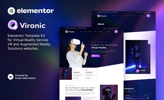 Vironic – Augmented & Virtual Reality Services Elementor Template Kit 1.0.0