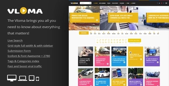 Vloma Grid – A Responsive WordPress Video Blog Theme 3.3