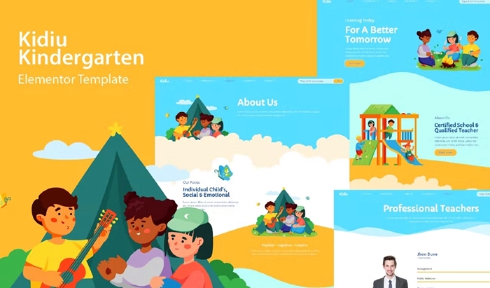 Kidiu Kindergarten – Child Care Elementor Template Kit 1.0.0