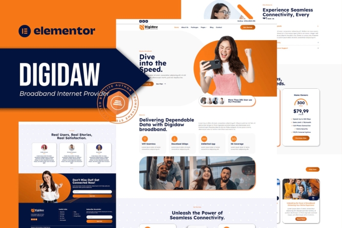 Digidaw – Broadband Internet Services Provider Elementor Template Kit 1.0.0