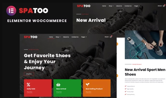 Spatoo - Modern Shoes eCommerce Elementor Template Kit 1.0.0