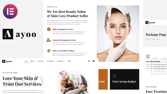 Ayoo – Beauty Salon Services Elementor Template Kits 1.0.0