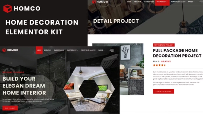 Homco - Home Interior Design Services Elementor Template Kit 1.0.0