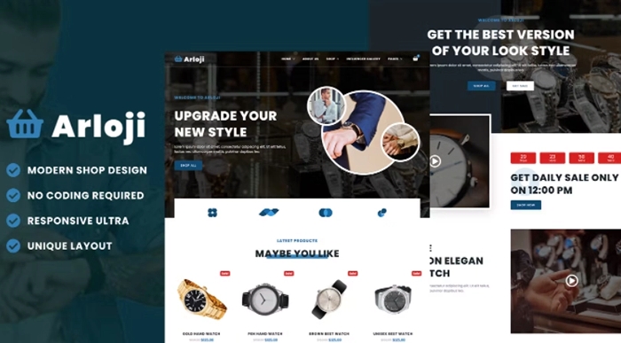 Arloji – Modern Hand Watch Shop eCommerce Elementor Template Kit 1.0.0