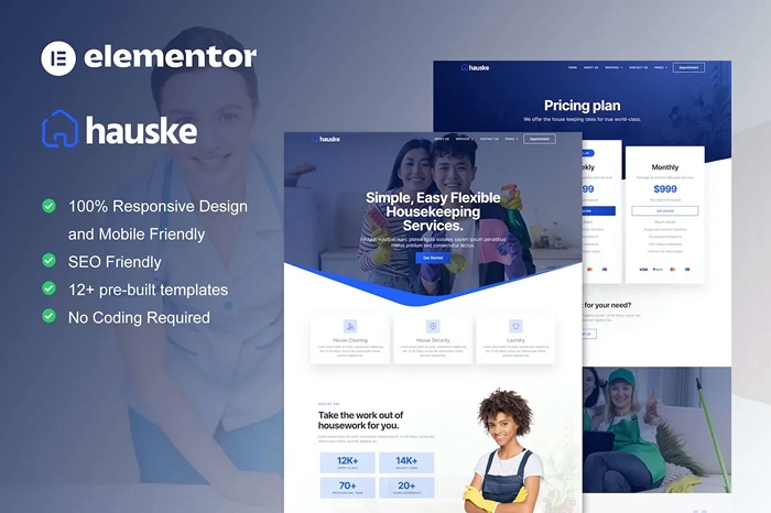 Hauske - Houskeeping & Cleaning Services Elementor Template Kit 1.0.0