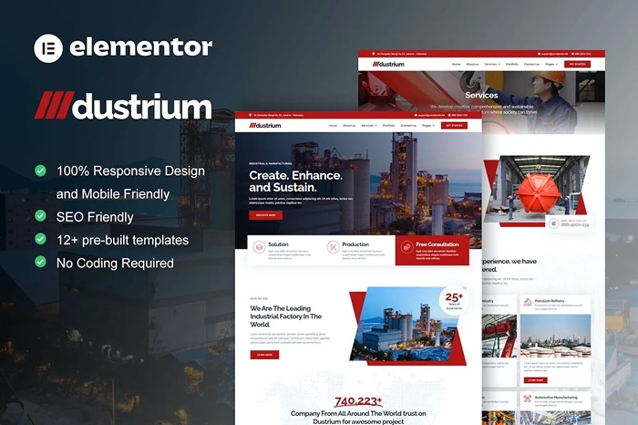 Dustrium – Industrial & Manufacturing Elementor Pro Template Kit 1.0.0