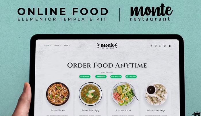 Monte – Online Food Elementor Template Kit 1.0.0