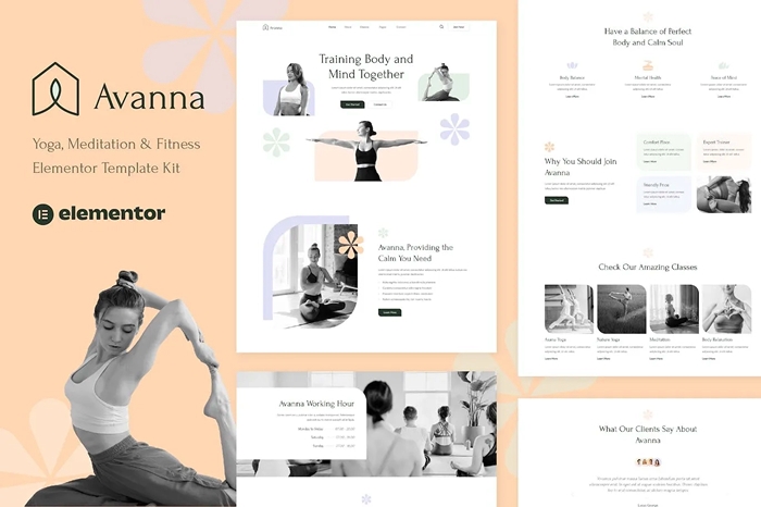 Avanna – Yoga Meditation & Fitness Elementor Template Kit 1.0.0