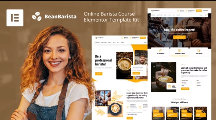 Bean Barista - Online Barista Course Elementor Template Kit 1.0.0