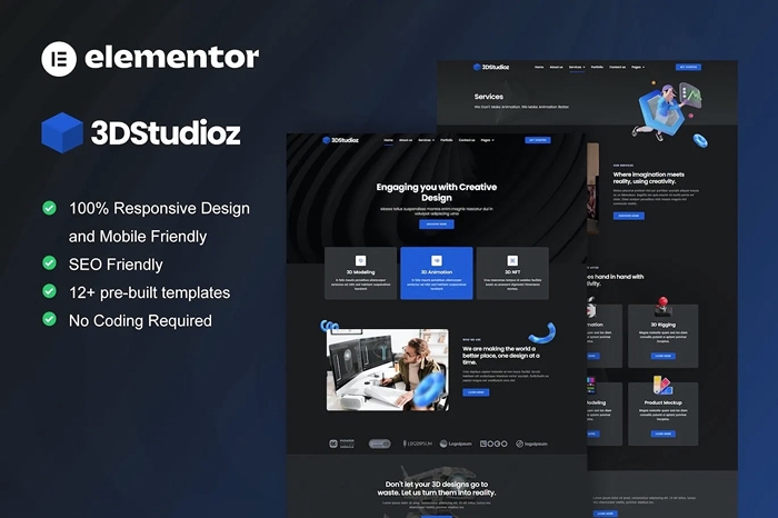 3dstudioz - 3D Design & Animation Studio Elementor Template Kit 1.0.0