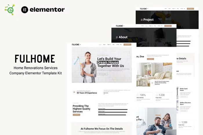Fulhome – Home Renovations & Repair Company Elementor Pro Template Kit 1.0.0