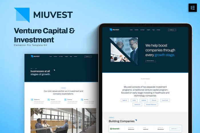 Miuvest – Venture Capital & Investment Elementor Template Kit 1.0.0