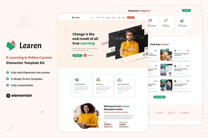 Learen – E-Learning & Online Courses Elementor Template Kit 1.0.0