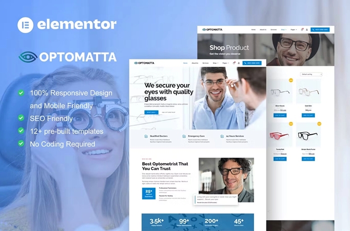 Optomatta – Optician & Optical Store Elementor Pro Template Kit 1.0.0