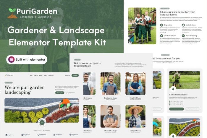 PuriGarden – Gardener & Landscape Elementor Template Kit 1.0.0