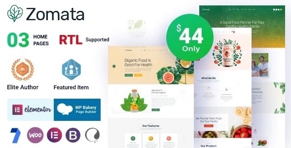 Zomata – Organic Food WordPress Theme + RTL 1.0.8