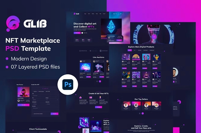 Glib – NFT Marketplace Elementor Pro Template Kit 1.0.0