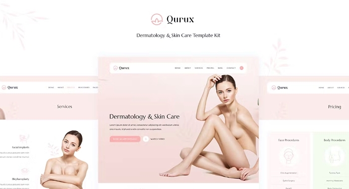 Qurux – Dermatology & Skin Care Elementor Template Kit 1.0.0