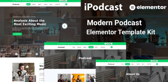 iPodcast – Modern Podcast Elementor Template Kit 1.0.0