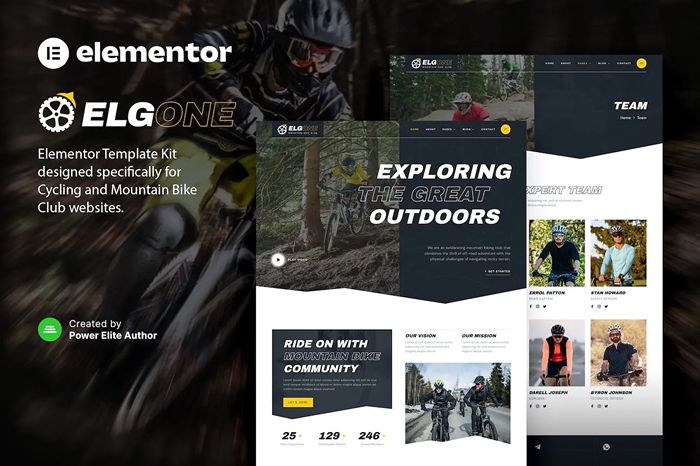 Elgone - Cycling & Mountain Bike Club Elementor Template Kit 1.0.0