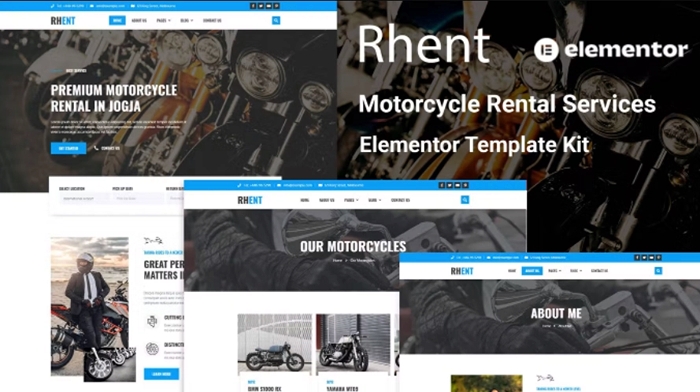 Rhent – Motorcycle Rental Services Elementor Template Kit 1.0.0