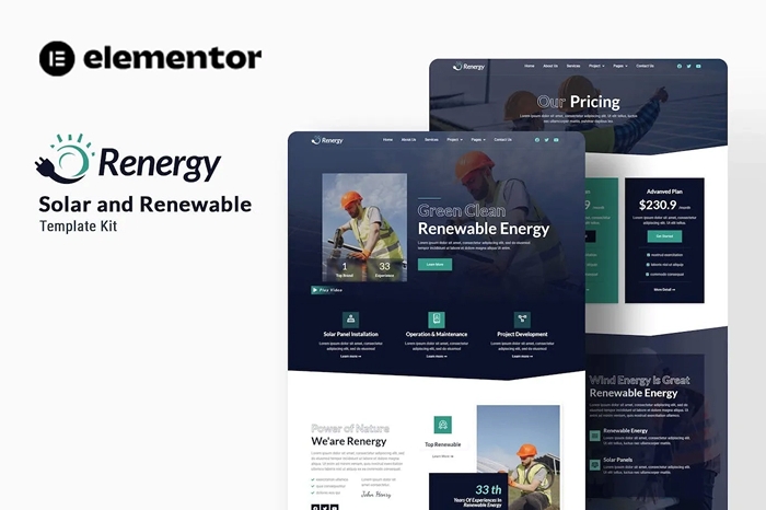 Renergy – Solar & Renewable Elementor Template Kit 1.0.0