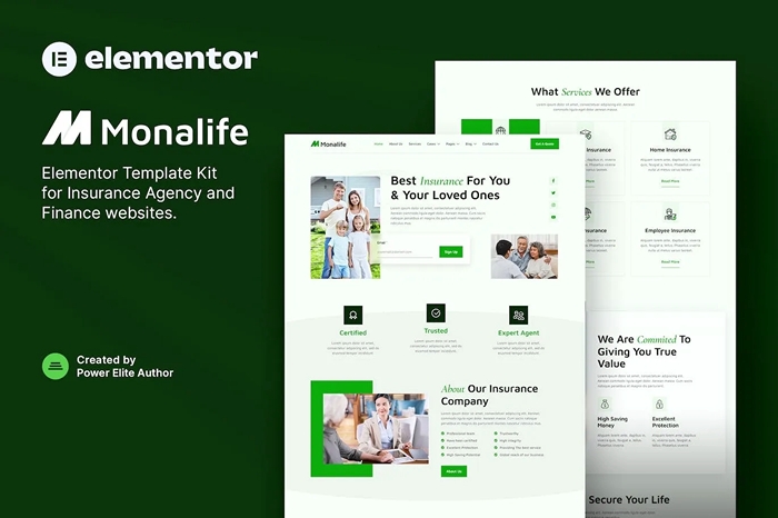 Monalife – Insurance Agency & Finance Elementor Template Kit 1.0.0
