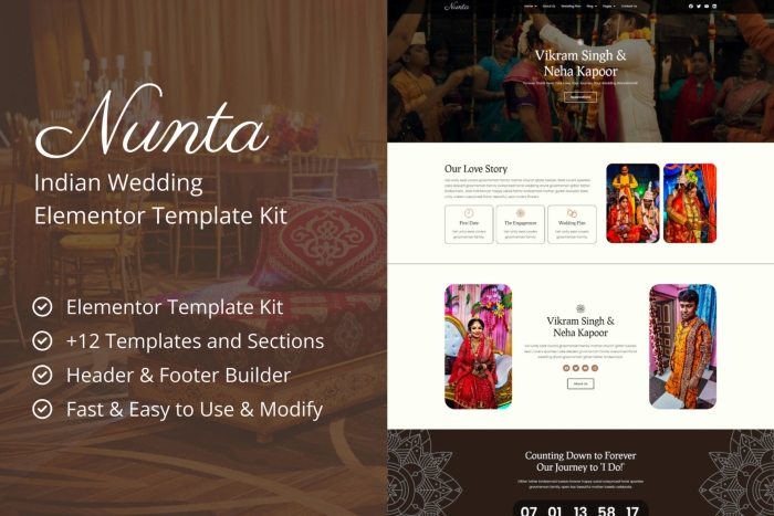 Nunta – Cultural Wedding Elementor Template Kit 1.0.0