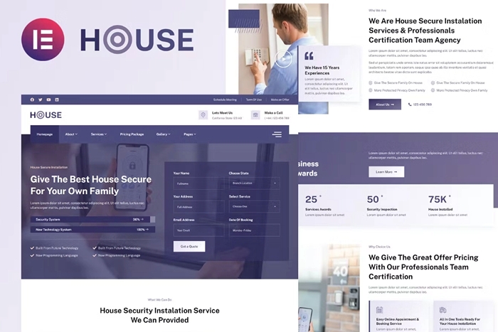 Housec – Smart Home Security Service Elementor Template Kit 1.0.0