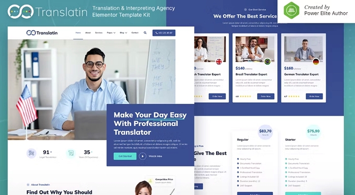 Translatin - Translation Services & Interpreting Agency Elementor Template Kit 1.0.0