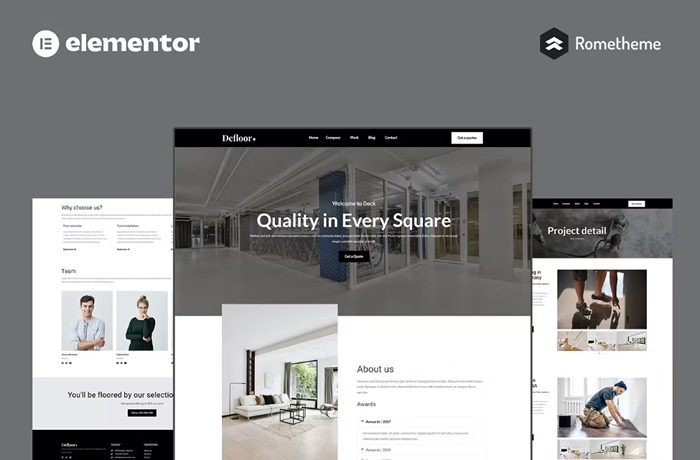 Defloor – Floor Company Elementor Pro Full Site Template Kit 1.0.0
