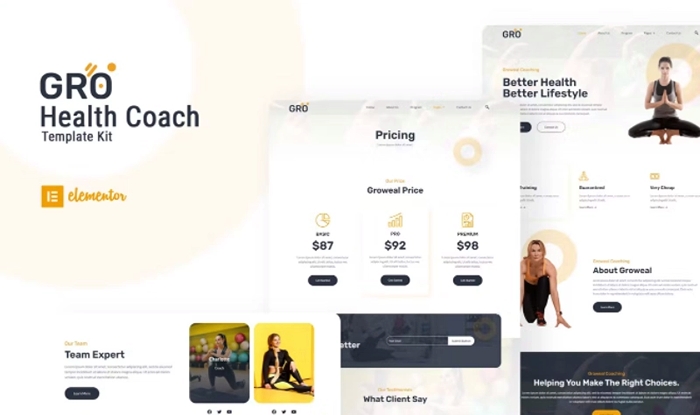 Groweal – Health Coaching Elementor Template Kit 1.0.0