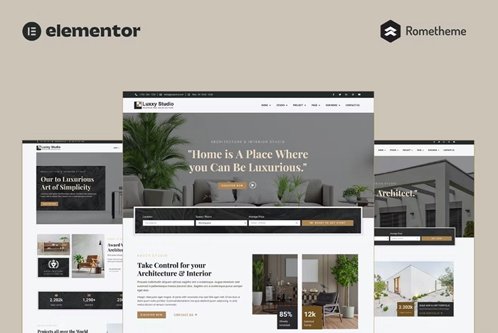 Luxxy – Luxurious Interior & Architecture Elementor Pro Full Site Template Kit 1.0.0