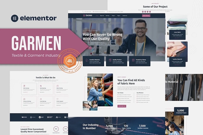 Garmen – Textile & Garment Industry Elementor Template Kit 1.0.0