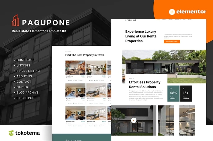 Pagupone – Real Estate Agency & Listing Elementor Template Kits 1.0.0