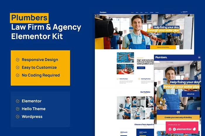 Plumber – Company & Business Elementor Pro Template Kit 1.0.0